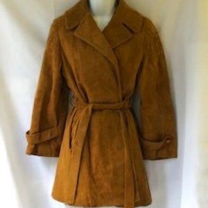 DAN DI MODES Golden Brown Chestnut Buckskin Leather Belted Jacket RARE MINT
